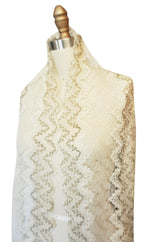 1920s "Cobweb" Cream Lace & Gold Thread Scarf