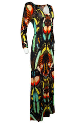 2014 Jean Paul Gaultier Butterfly Stretch Jersey Maxi Dress
