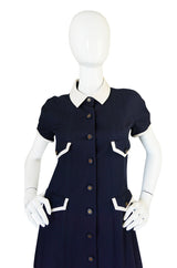 Chanel 1993 Navy & White Waffle Weave Runway Dress
