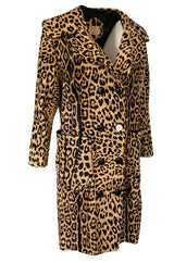 1960s Mexican Leopard Print Pony Coat w Piped Leather Detailing