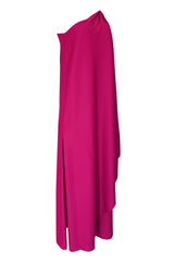 1978 Halston Pink One Shoulder Draped Jersey Dress