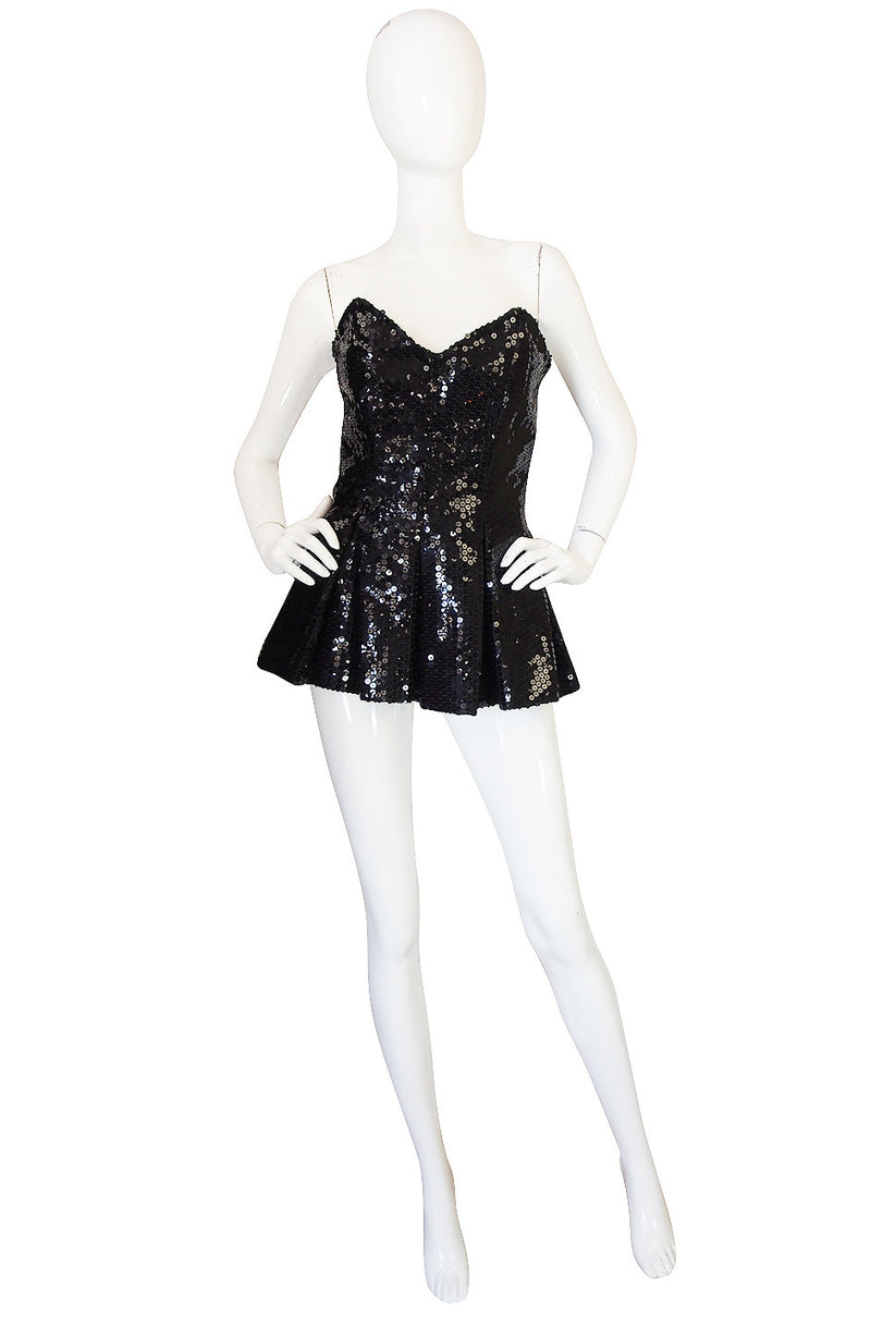 1970s Nina Ricci Couture Sequin Corset Top or Micro Mini