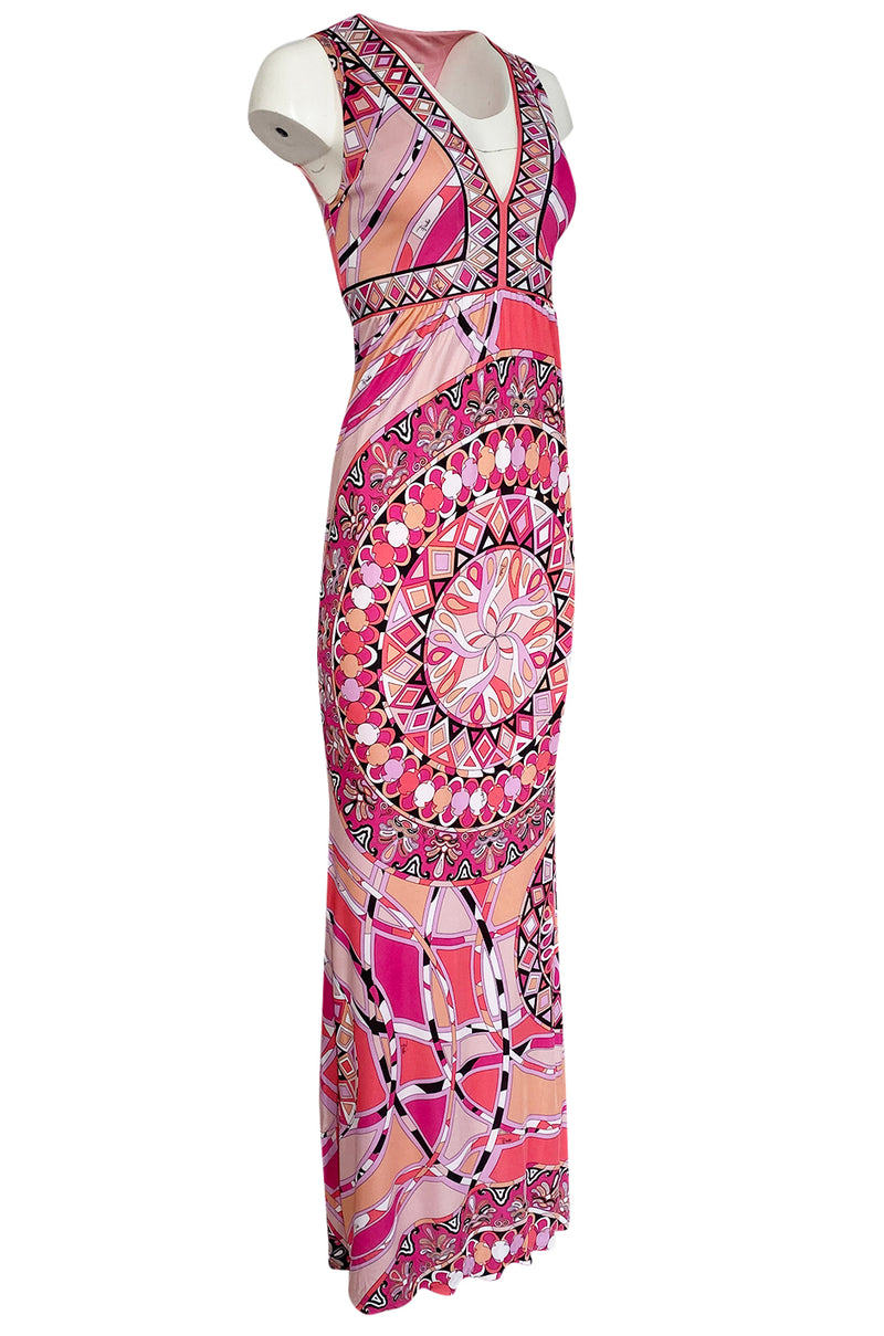 Recent 2000s Emilio Pucci Sleeveless Pink Printed Silk Jersey Dress New w Tags