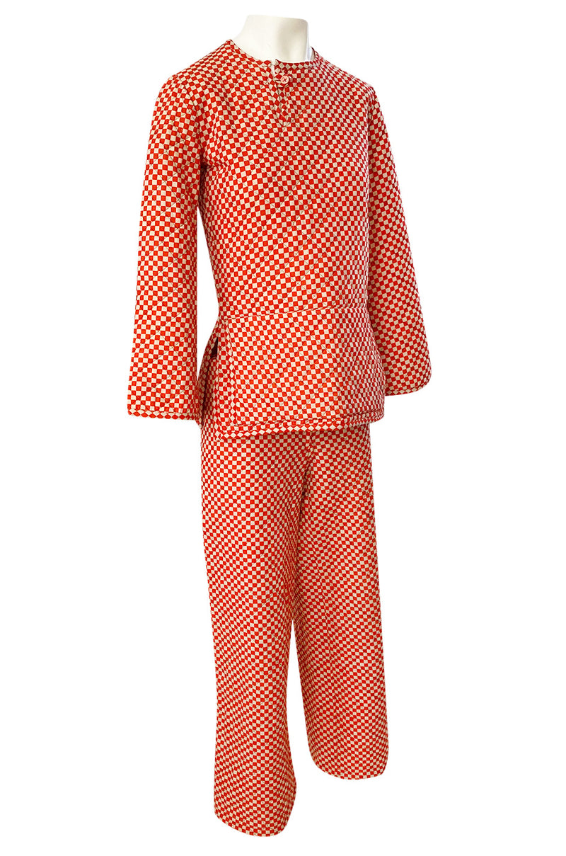 Rare 1971 Marion Foale and Sally Tuffin Red & White Check 'Pajama' Pant Set