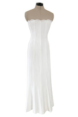 Instantly Recognizable Spring 1992 Valentino Strapless All White Vertical Paneled Dress
