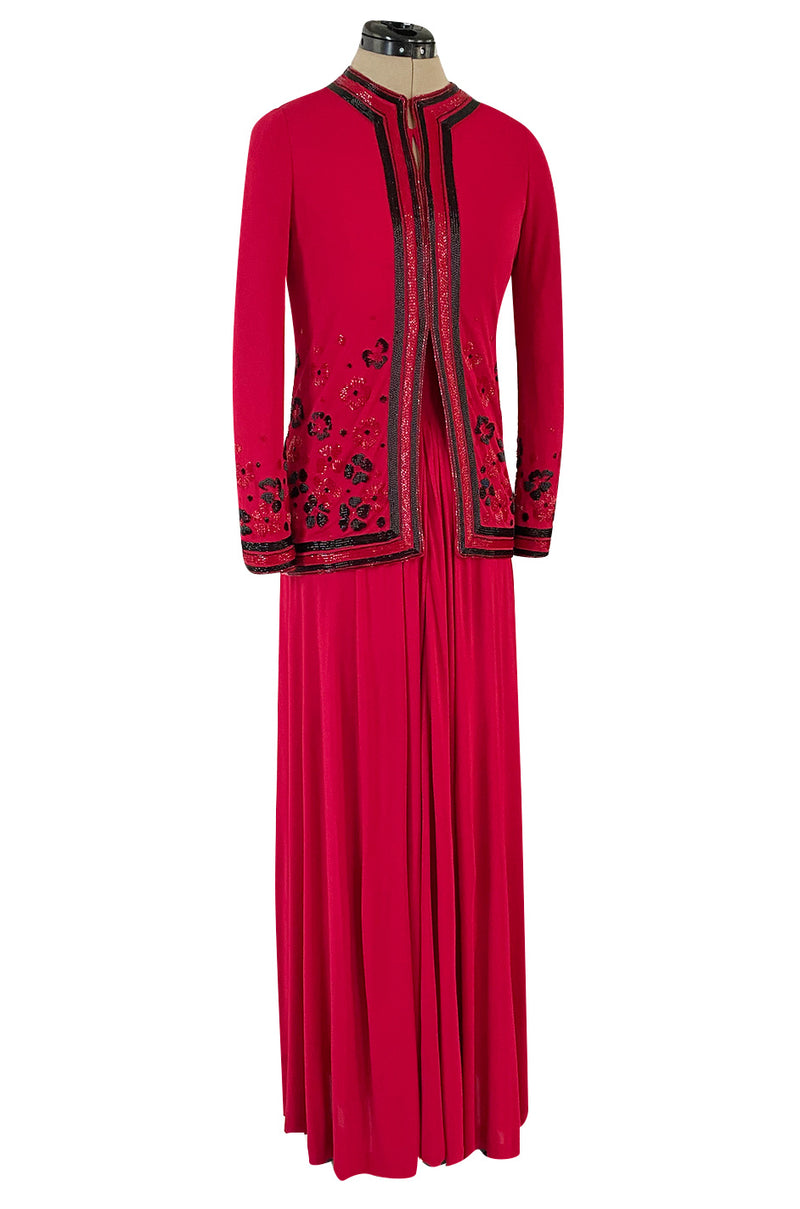 Spring 1976 Chanel Haute Couture Silk Jersey Dress & Lesage Beaded Jac Shrimpton Couture Spring 1976 Chanel Haute Couture Silk Jersey Dress & Lesage Beaded Jac Shrimpton Couture
