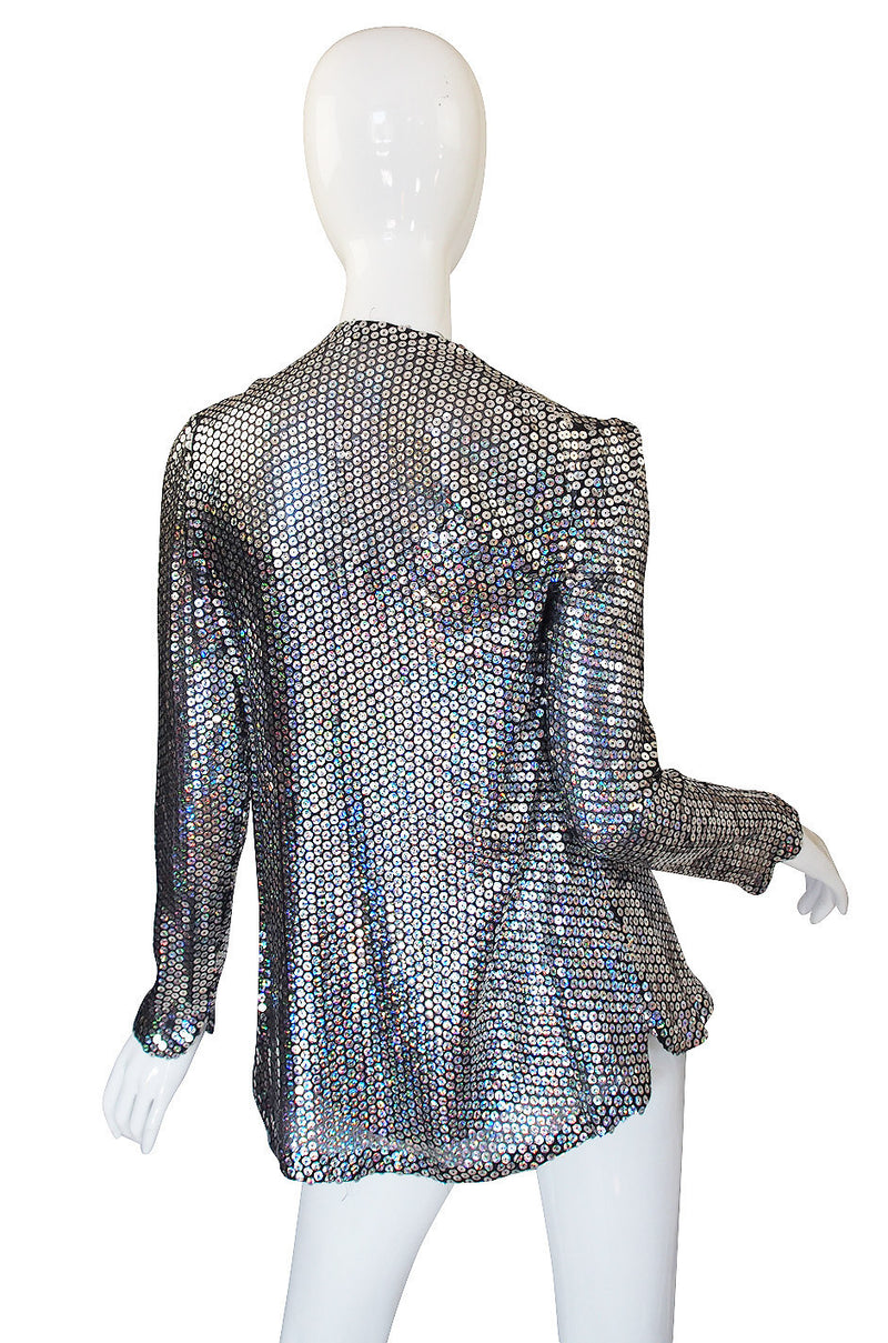 1970s Halston Silver Sequin Tank & Jacket