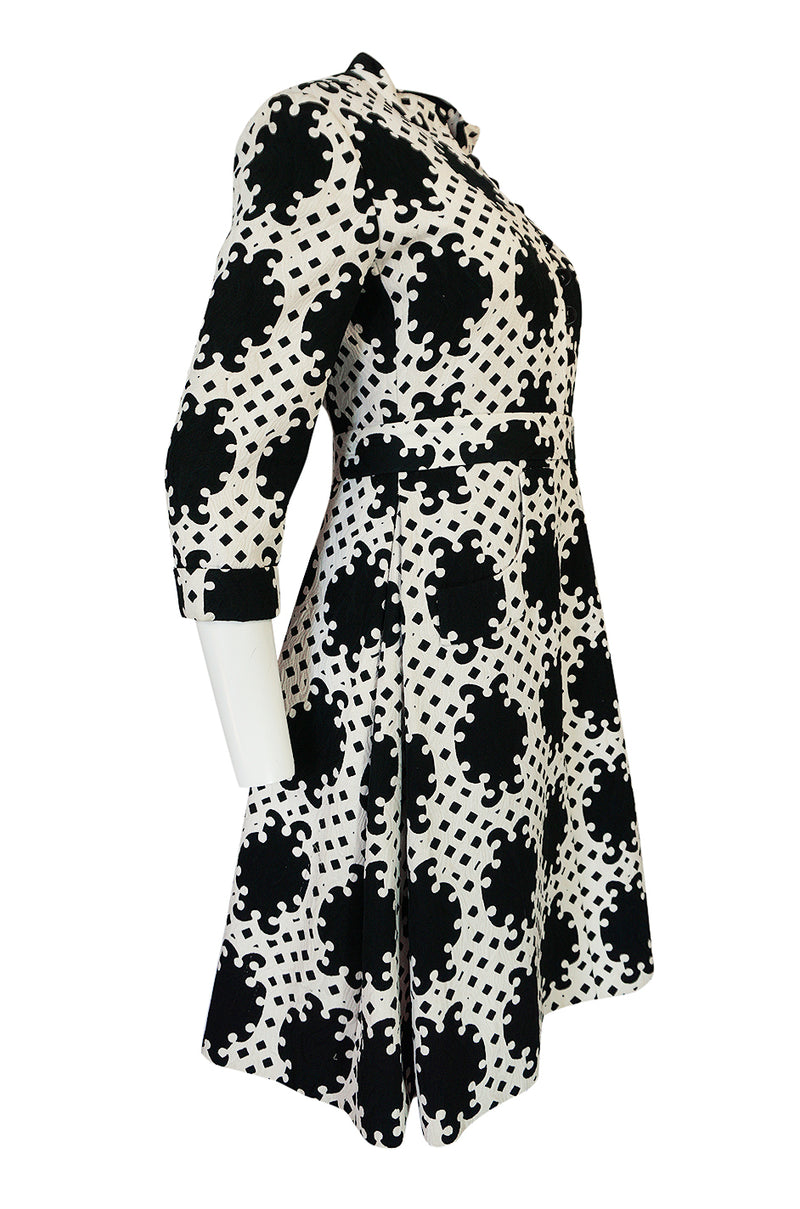 Spring 1969 Donald Brooks Graphic Black & White Dress