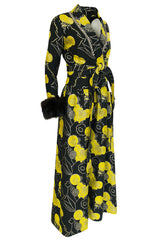 Important Fall 1970 Oscar de la Renta Ad Campaign Silk Brocade Dress