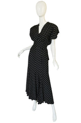 1980s Norma Kamali Black & White Full Skirted Dress