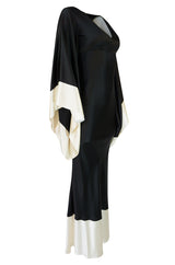 Recent Alexander McQueen Kimono Sleeve Black & White Silk Dress