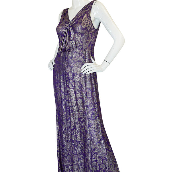 open lace back dress Rare & Extraordinary 1920s Purple & Gold Metallic Lame Gown – Shrimpton  Couture