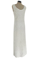 Fabulous 1960s Madeleine de Rauch Haute Couture Pearl White Sequin & Rhinestone Dress