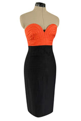 Killer Spring 1989 Gianni Versace Couture Strapless Topstitched Dress W Back Buttons & Cut Out