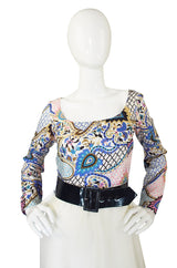 1970s Jean Varon Print Dress & Patent Belt