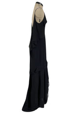 Spring 2004 Yves Saint Laurent by Tom Ford Black Silk Chiffon Dress