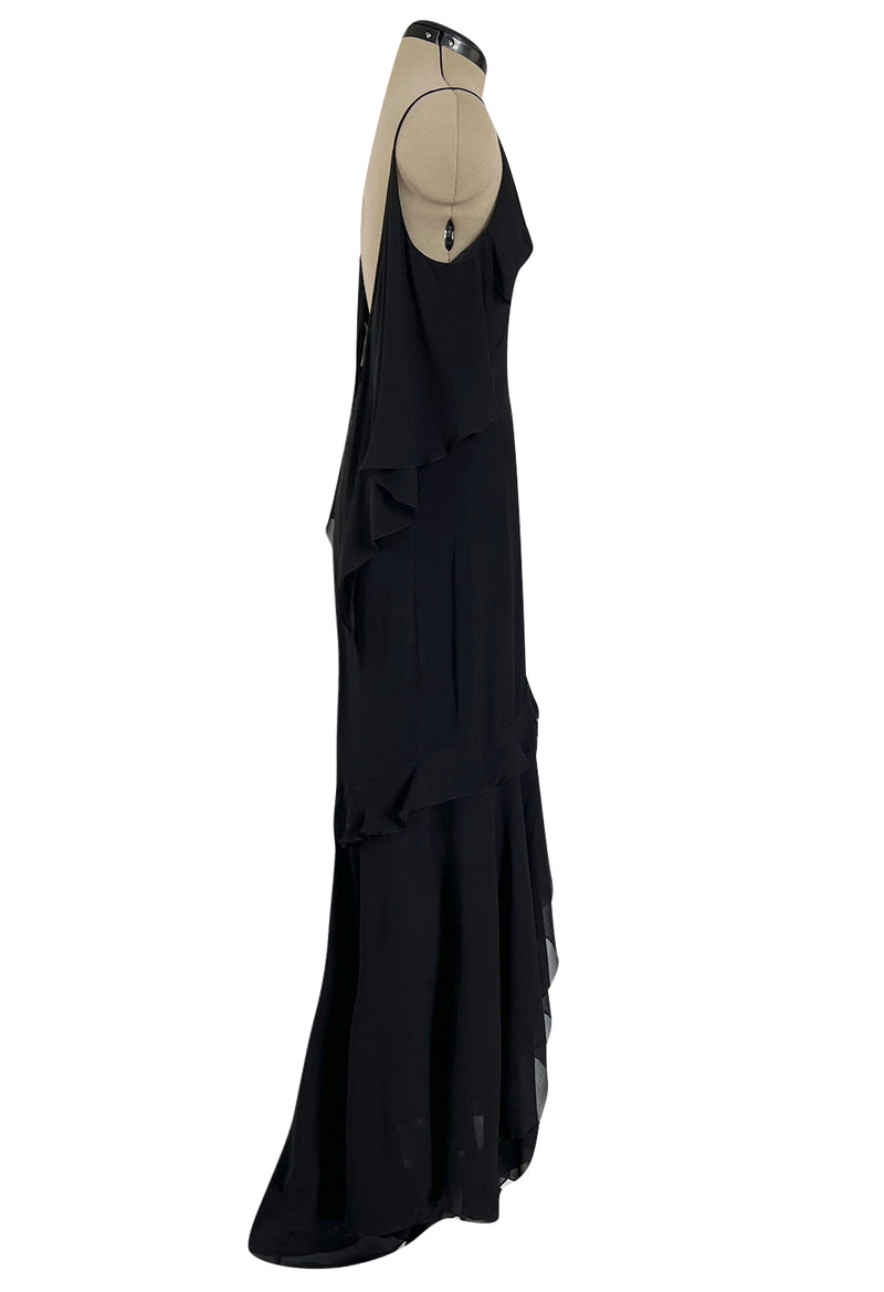Spring 2004 Yves Saint Laurent by Tom Ford Black Silk Chiffon Dress