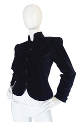 1970s Yves Saint Laurent Deep Blue Velvet Fitted Jacket