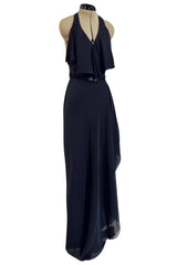 Chic 2000s John Anthony Couture Multi Layer Silk Chiffon Backless Ruffle Plunge Dress