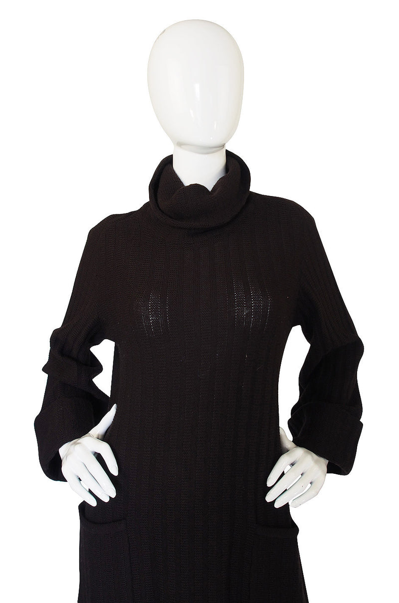 1970s Cable Knit Chloe Chocolate Dress