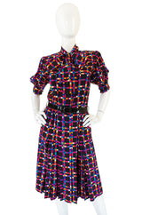 c1982 Haute Couture Yves Saint Laurent Silk Dress