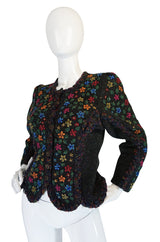 Darling 1970s Hand Knit Multi-Color Floral Sweater