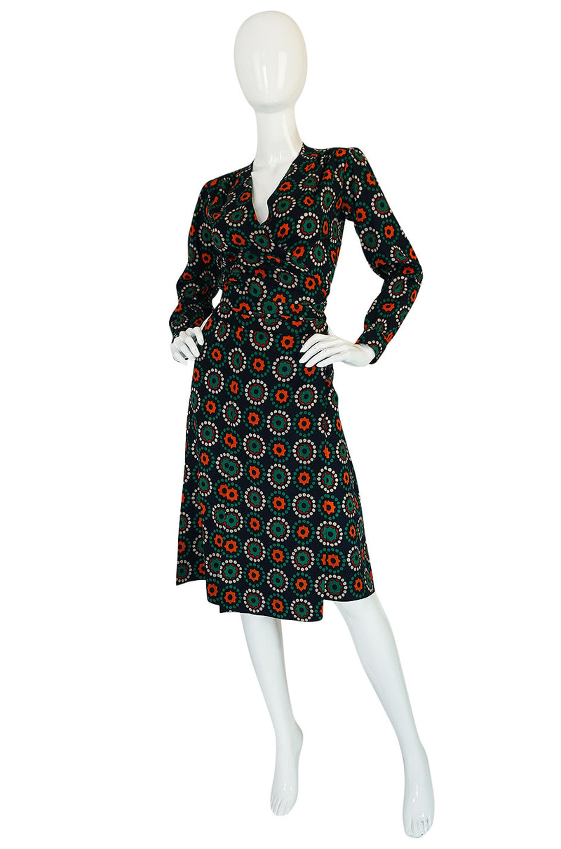 1971 Yves Saint Laurent Wrap Print Skirt & Top Set