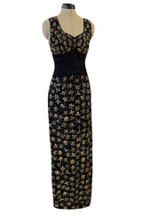 Incredible 1930s Black Moss Silk Crepe Dress Densely Covered w Rare Gelatin Sequins & Seed Beads