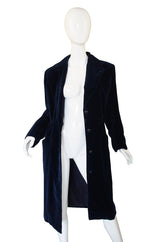 1970s Yves Saint Laurent Blue Velvet Coat