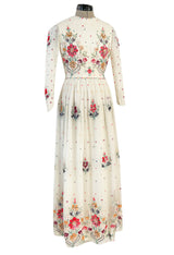 Exceptional 1960s Hand Sequinned Indian Silk Gauze Dress w Matching Veil or Shaw
