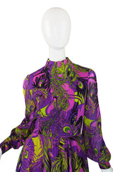 1970s Purple Silk La Mendola Day Dress