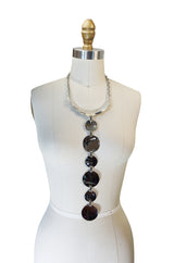 1970s Massive Space Age Silver Disc Pendant Necklace