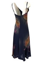 c.1977 Pauline Trigere Silk 'Fireworks' Print Halter Dress & Cape