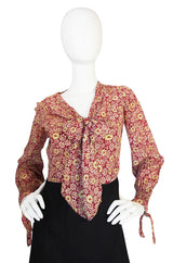 1930s Printed Rayon Bias Cut Swing Dress