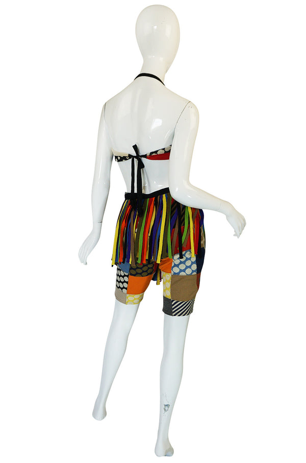 Rare S/S 1963 Patchwork Rudi Gernreich Bathing Set w Fringe Belt