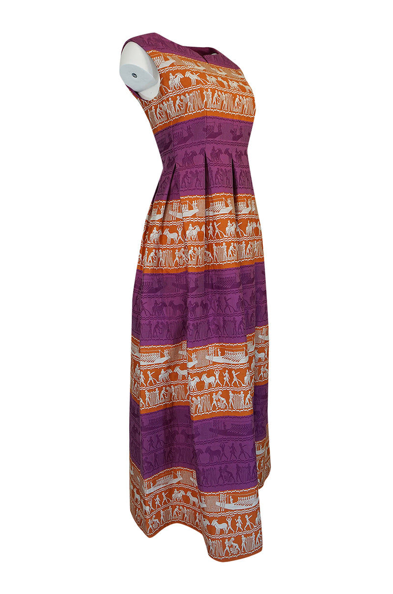 1960s Richard Tam Jon Mandl Unusual Brocade Print Dress