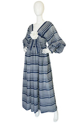 c1972 Geoffrey Beene Plunging Striped Summer Dress