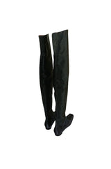 Early 2000s Marni Black Silk Thigh High Boots