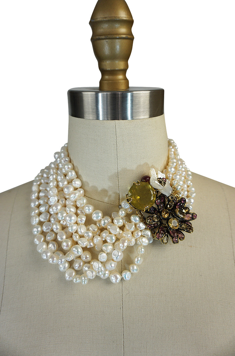 Multi strand pearl necklace choker discount