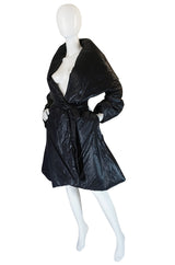 1980s OMO Norma Kamali Black Sleeping Bag Coat with Hood