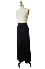 1980s Chanel Silk Crepe Pleated Full Length Maxi Skirt