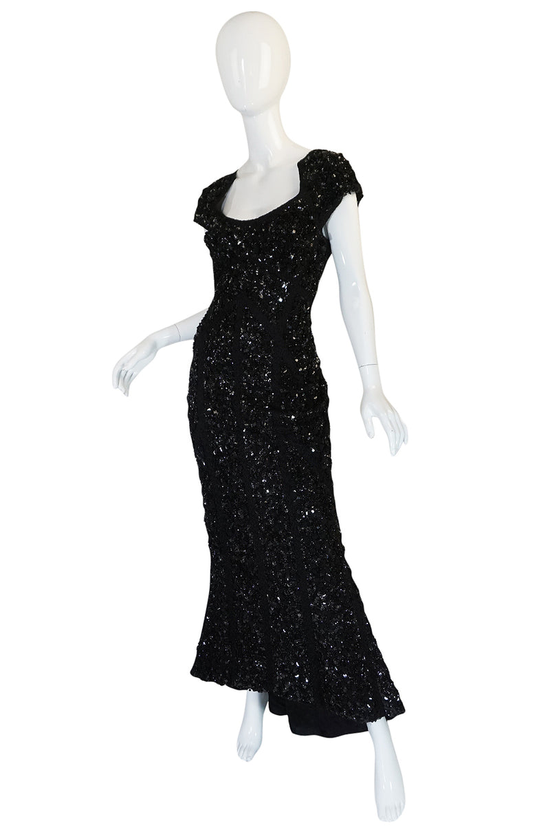 Recent Elie Saab Fully Beaded & Sequinned Black Dress