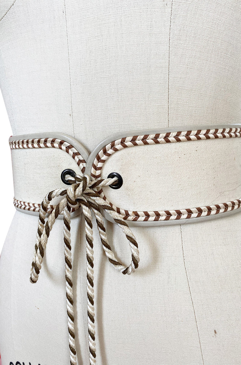 1976-77 Yves Saint Laurent Russian Collection Cream & Gold Braided Tie Belt