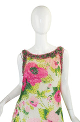 Extraordinary 1960s Sequin, Bead & Silk Chiffon Dress