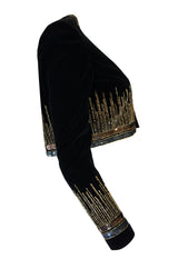 c.1960-63 Jean Patou Beaded & Sequin Black Velvet Jacket
