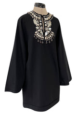 Fantastic Spring 2007 Lanvin by Alber Elbaz Black Tunic Mini Dress w Crystal Detailing