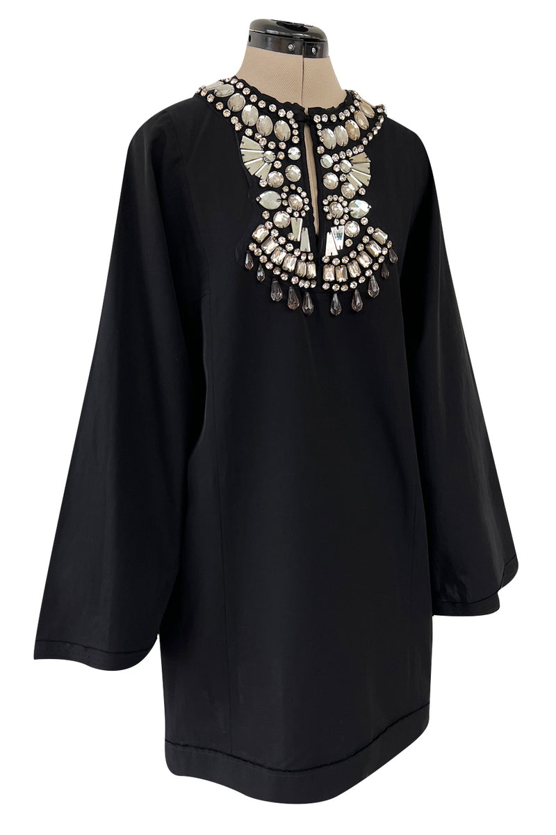 Fantastic Spring 2007 Lanvin by Alber Elbaz Black Tunic Mini Dress w Crystal Detailing
