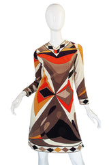 1960s Beautiful Autumn Velvet Pucci Shift Dress