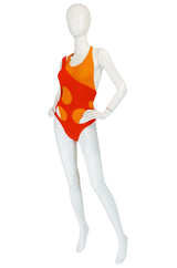 1980s Liza Bruce Coral & Orange Two Piece Layered Swimsuit