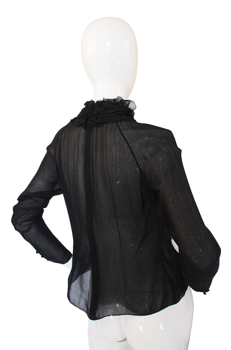 1980s Givenchy Couture Silk Ruffle Top